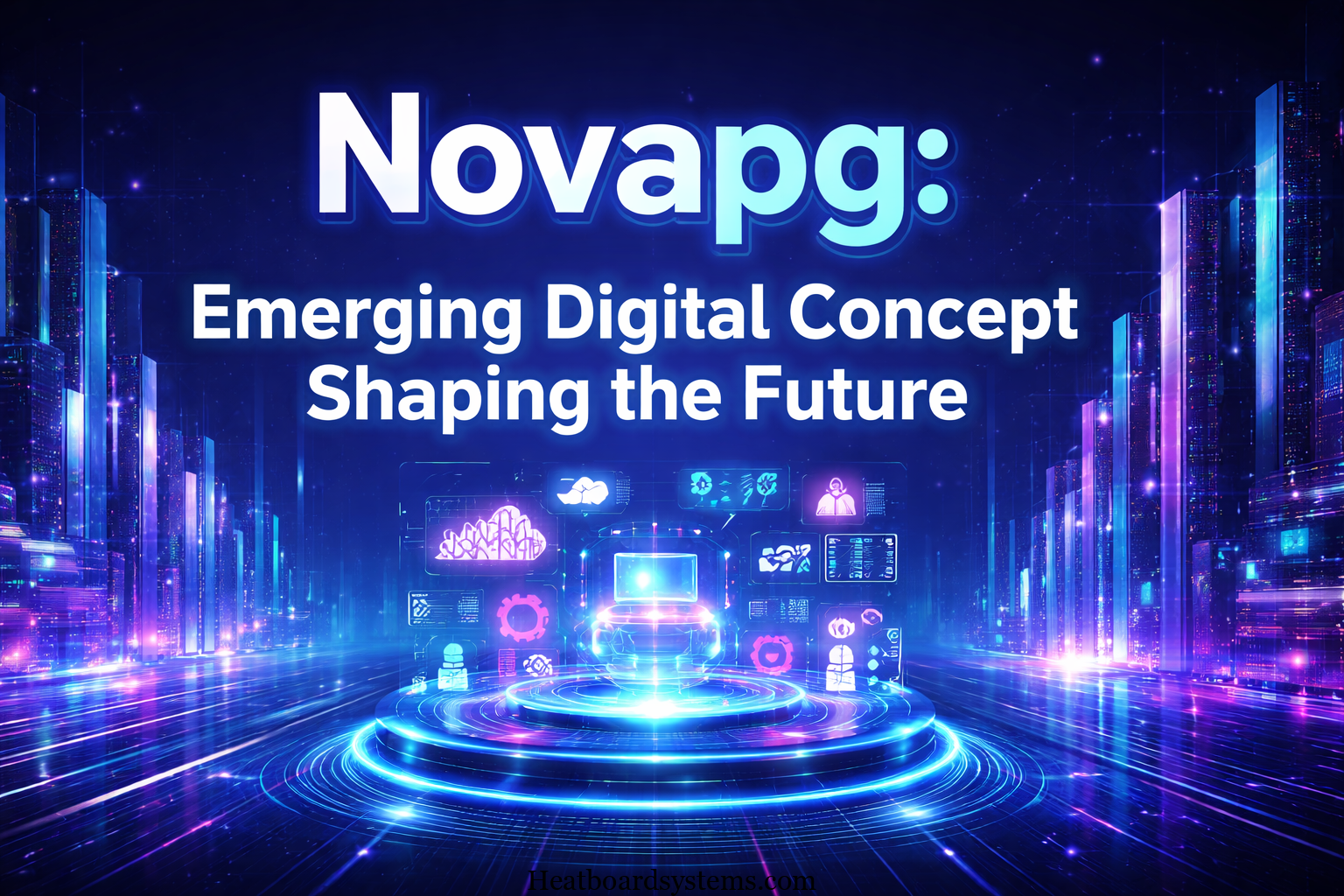 Novapg futuristic digital platform concept with AI, data analytics, and smart workflow system